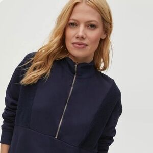 Michael Stars Brooklyn Terry Half Zip, NWT, Navy blue, size S